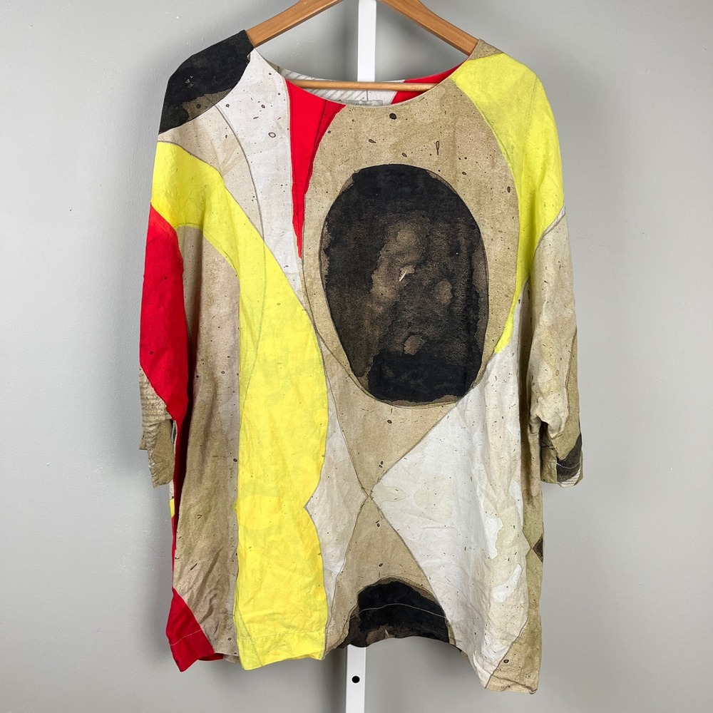 Crea Concept Artsy Tunic Top Abstract Print Colorful Oversized Size 40 US 8